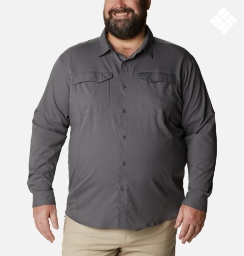 Men's Columbia Silver Ridge Lite Long Sleeve Shirts Dark Grey | Plus Size CA-KC08L
